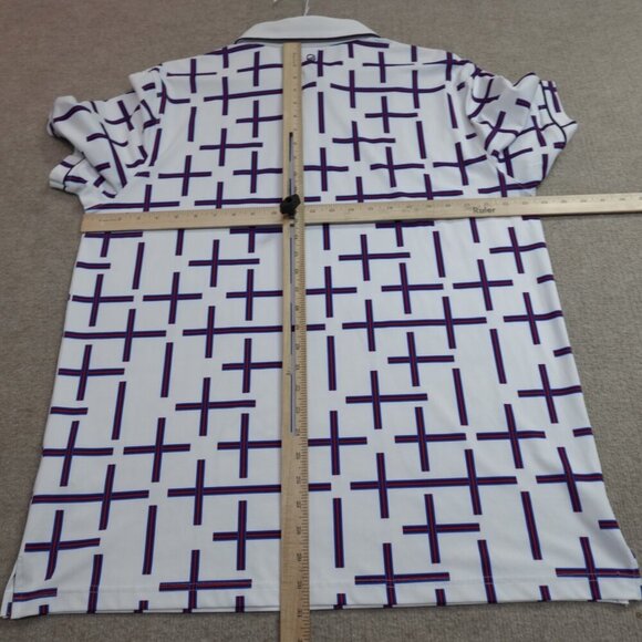 Extracurricular Polo Shirt XL White Geometric Print Performance - Picture 4 of 7